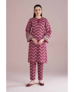 2 Piece - Printed Embroidered Suit - PE26-206