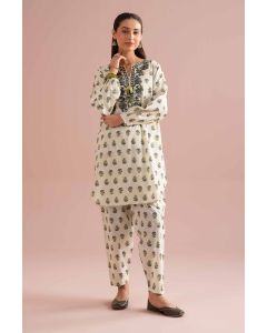 2 Piece - Printed Embroidered Suit - PE26-215