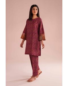 2 Piece - Printed Embroidered Suit - PE26-25