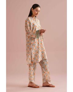 2 Piece - Printed Embroidered Suit - PE26-354