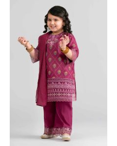 3 Piece - Printed Embroidered Suit - PMD26-41 D